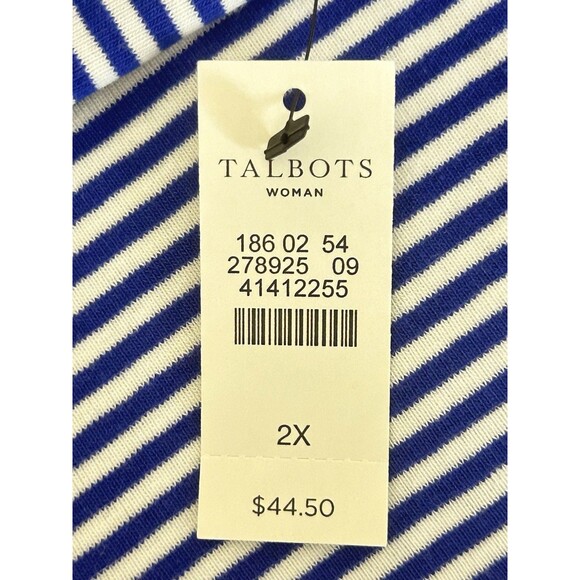 Talbots Womens 2X Longsleeve Blue Striped Button Accent Cuffs Top NWT - Picture 7 of 10